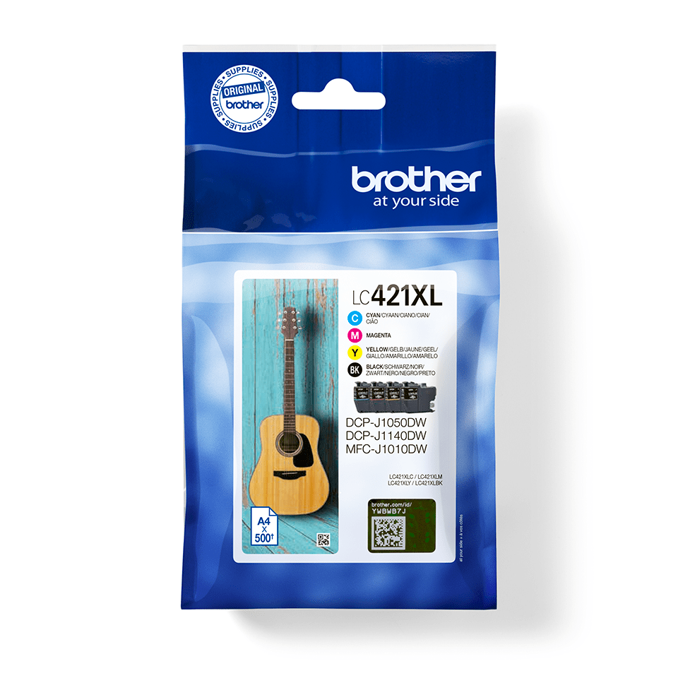 Brother Tinten-Multipack LC-421XLVAL / LC421XLVAL, 4 Farben XL, 500 Seiten