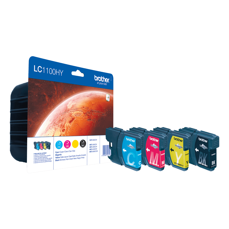 [LC1100HYVALBP] Pack cartouches d'encre Brother LC-1100HYVALBP / LC1100HYVALBP, 4 couleurs XL, 750 pages