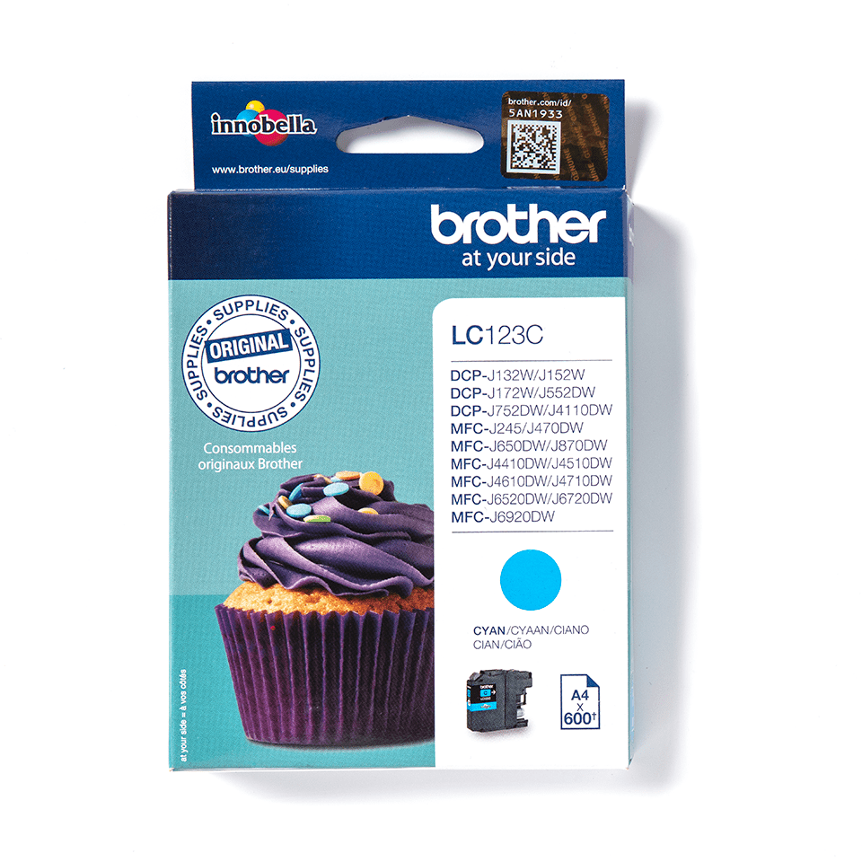 Cartouche d'encre Brother LC-123C / LC123C cyan XL, 600 pages
