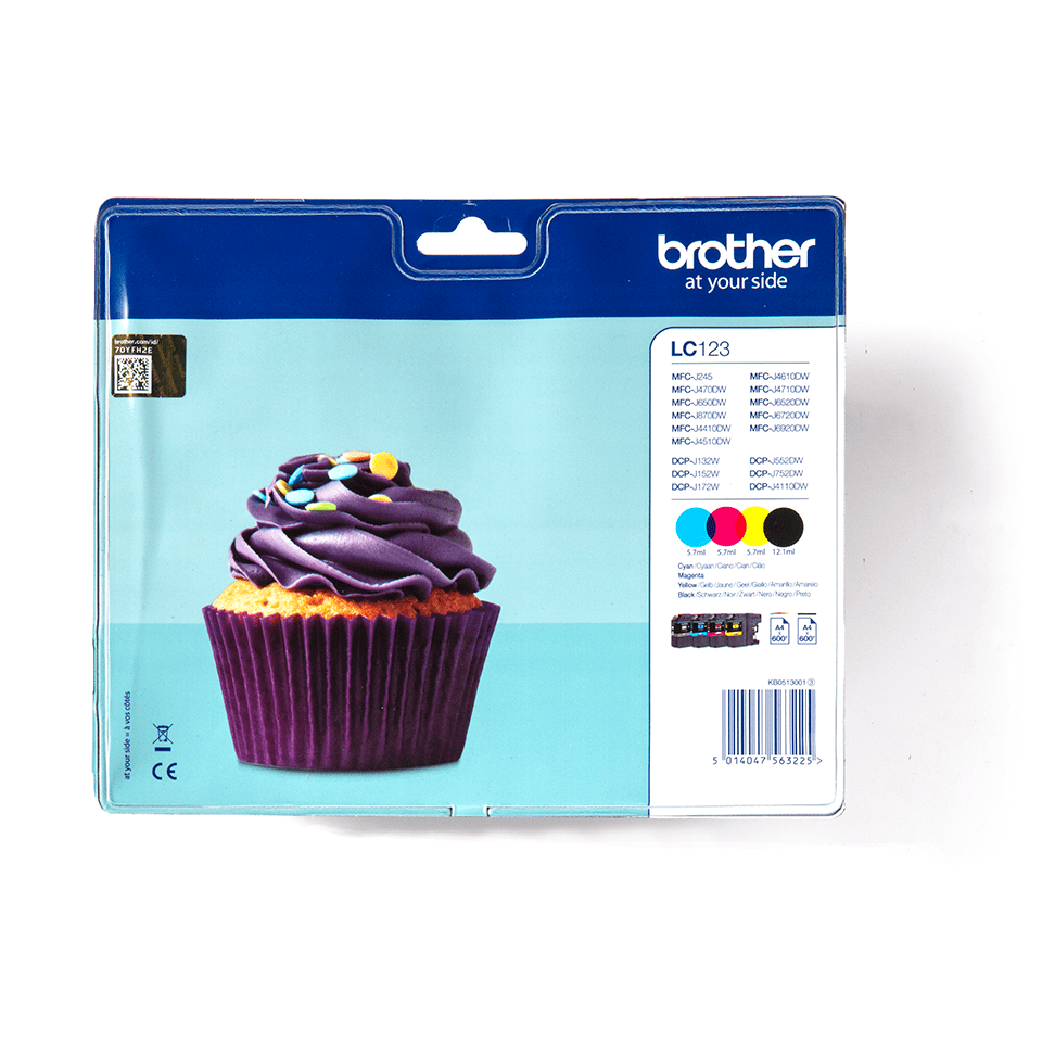 Brother Tinten-Multipack LC-123VALBP / LC123VALBP, 4 Farben XL, 600 Seiten
