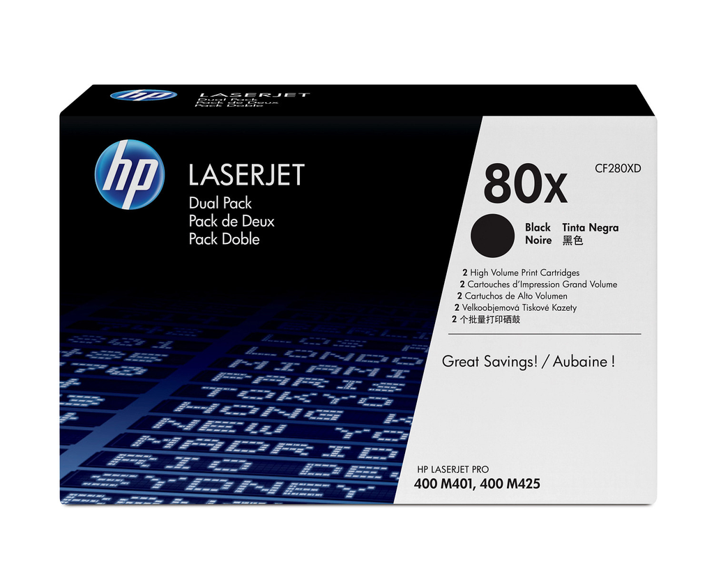 HP 80X / CF280XD black XL toner 2-pack, 2 x 6,900 pages