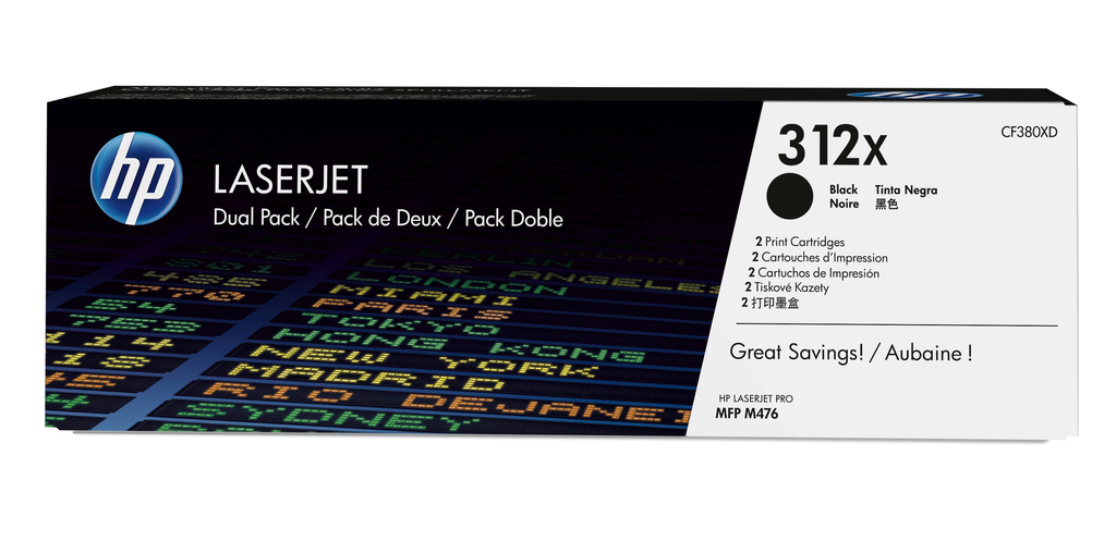 HP 312X / CF380XD black XL toner 2-pack, 2 x 8,800 pages