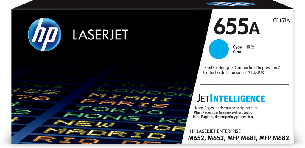 HP 655A / CF451A cyan toner, 10,500 pages