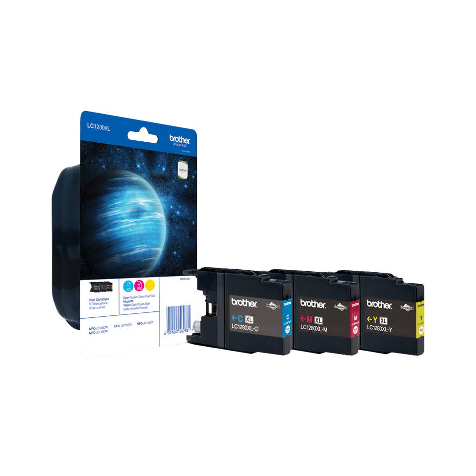 [LC1280XLRBWBP] Pack cartouches d'encre Brother LC-1280XLRBWBP / LC1280XLRBWBP, 3 couleurs XXL, 1 200 pages