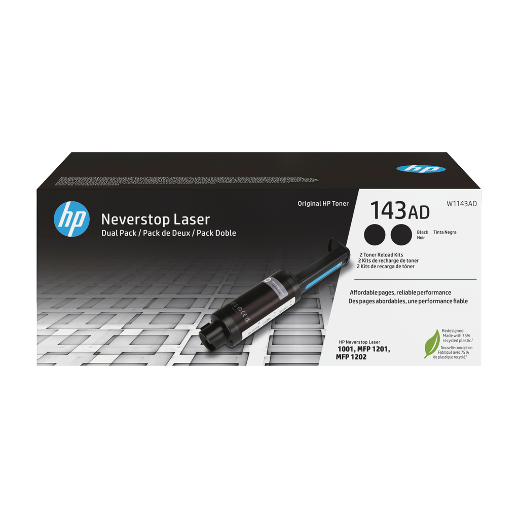 2er-Pack Toner HP 143AD / W1143AD Schwarz, 2 x 2.500 Seiten