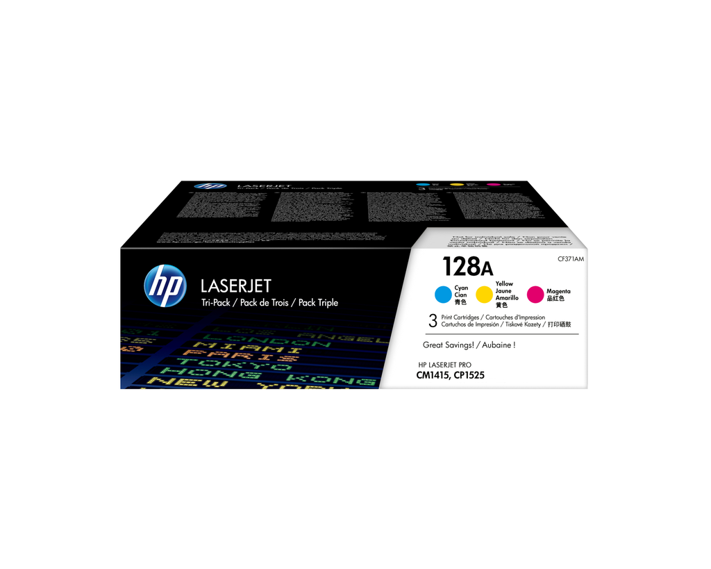 Pack de 3 toners HP 128A / CF371AM 3 couleurs, 1 300 pages