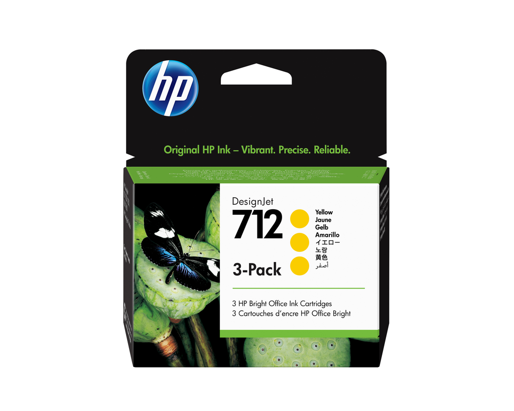 Cartouche d'encre HP 712 / 3ED79A jaune, 29 ml (lot de 3)