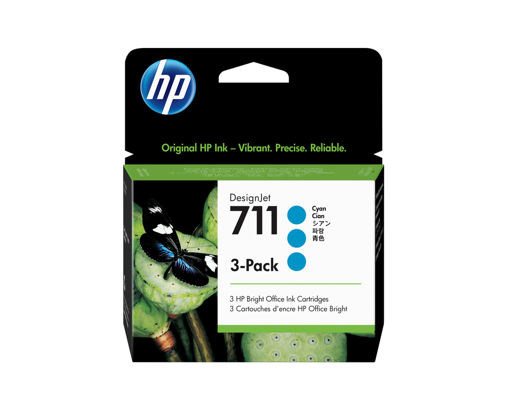 Cartouche d'encre HP 711 / CZ134A cyan, 29 ml (lot de 3)