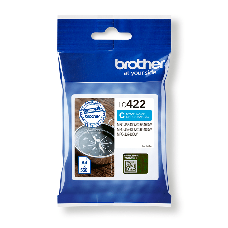 Brother LC-422C / LC422C cyan ink cartridge, 550 pages
