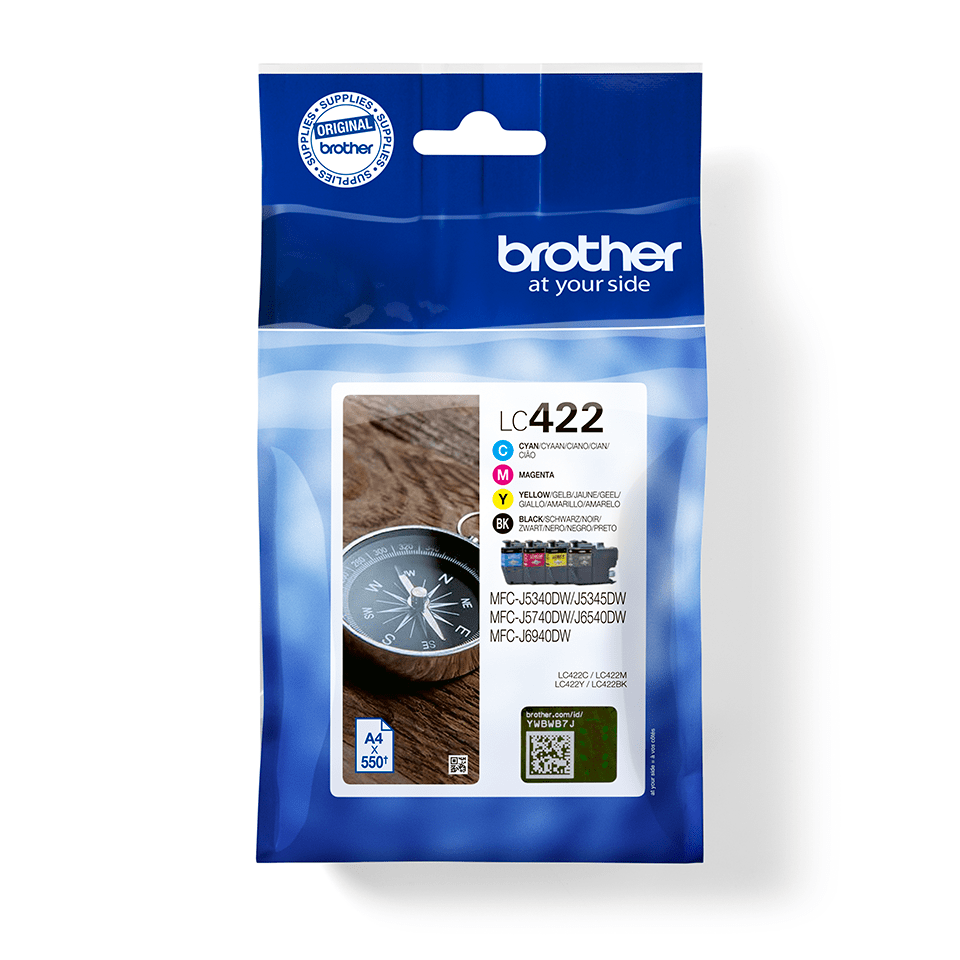 Brother Tinten-Multipack LC-422VAL / LC422VAL, 4 Farben, 550 Seiten