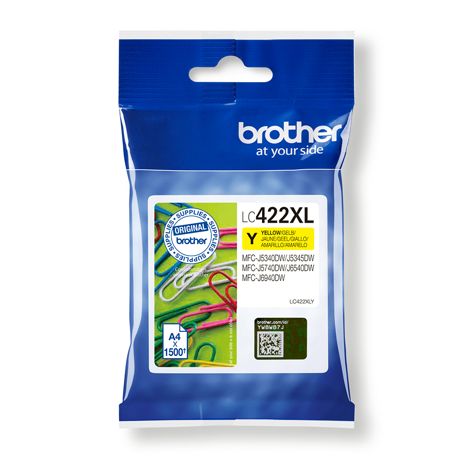 Brother Tintenpatrone LC-422XLY / LC422XLY Gelb XL, 1.500 Seiten