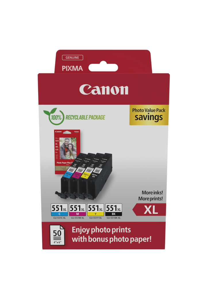 [6443B008] Pack Canon CLI-551XL / 6443B008 4 couleurs XL