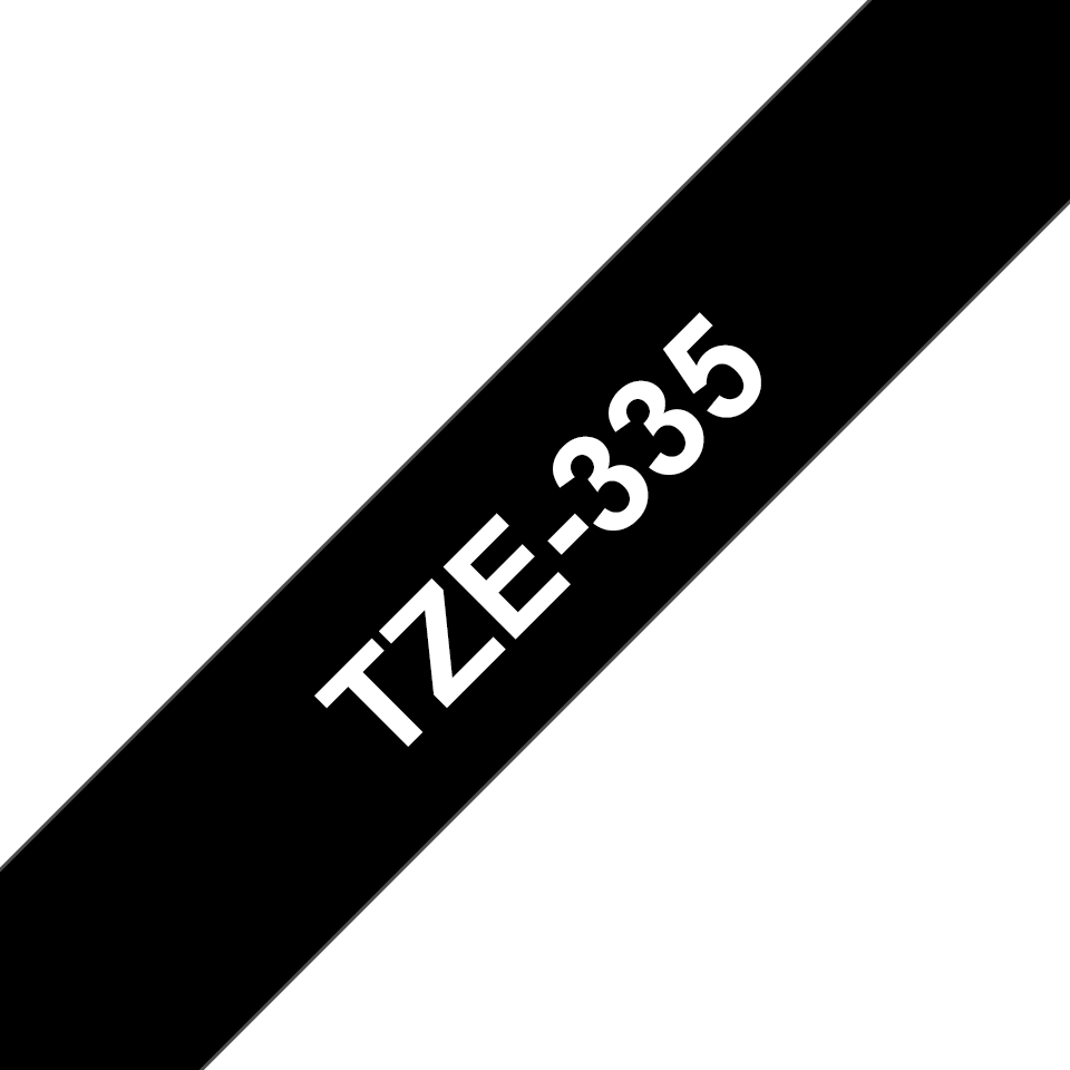 Ruban laminé Brother TZe-335 / TZE335, blanc sur noir, 12 mm x 8 m