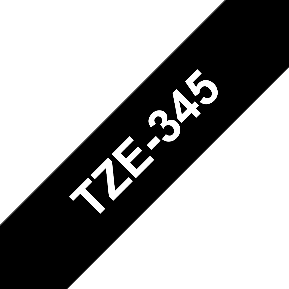Ruban laminé Brother TZe-345 / TZE345, blanc sur noir, 18 mm x 8 m