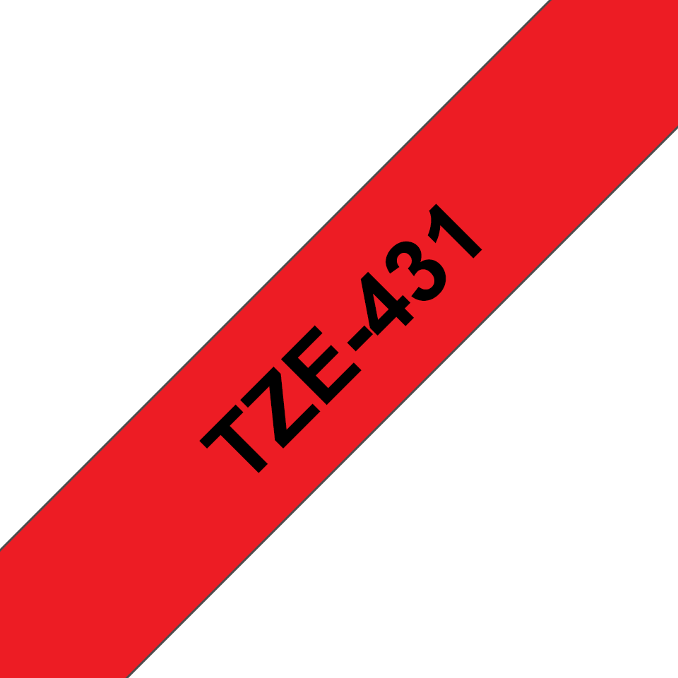 [TZE431] Ruban laminé Brother TZe-431 / TZE431, noir sur rouge, 12 mm x 8 m