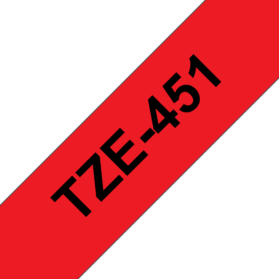 Ruban laminé Brother TZe-451 / TZE451, noir sur rouge, 24 mm x 8 m