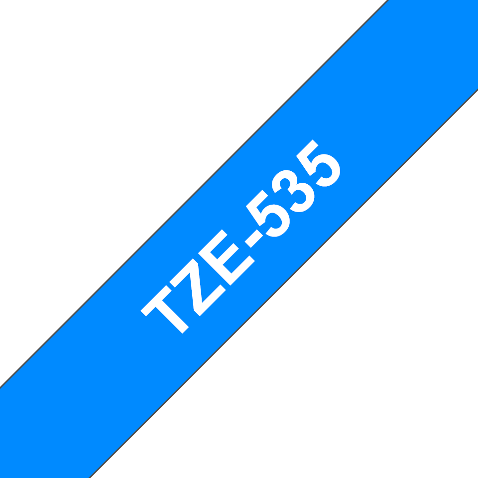 Brother Schriftband laminiert TZe-535 / TZE535, weiß auf blau, 12 mm x 8 m