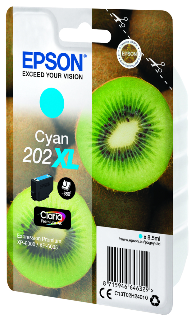 [C13T02H24010] Epson 202XL / C13T02H24010 cyan XL ink cartridge, 650 pages