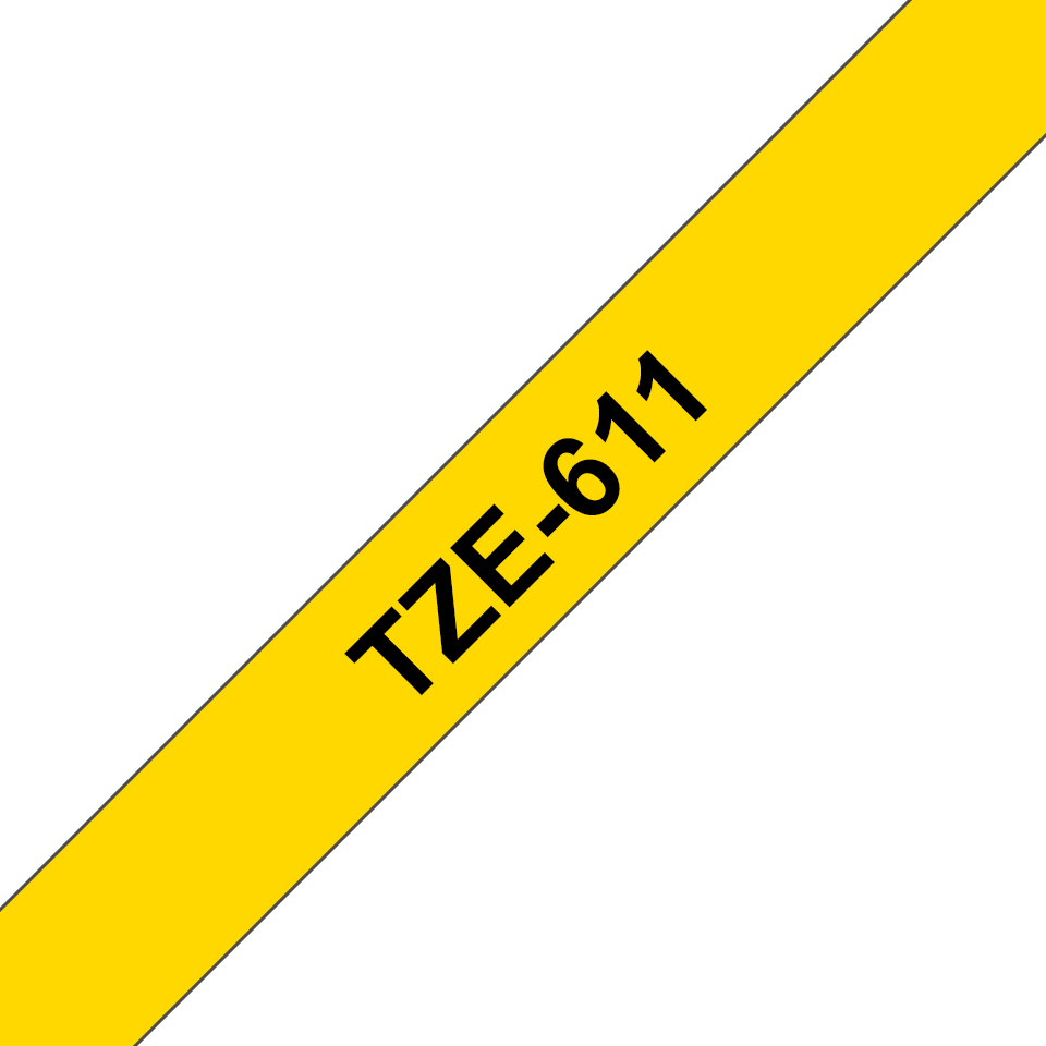 Brother TZe-611 / TZE611 laminated tape, black on yellow, 6 mm x 8 m