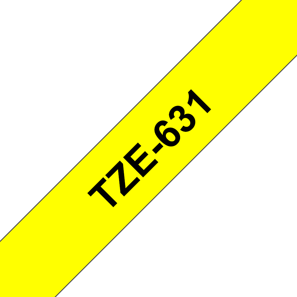 Ruban laminé Brother TZe-631 / TZE631, noir sur jaune, 12 mm x 8 m