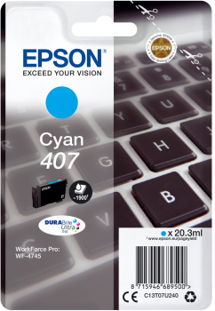 [C13T07U240] Epson 407 / C13T07U240 cyan ink cartridge, 1,900 pages