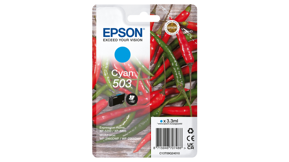 Tintenpatrone Epson 503 / C13T09Q24010 Cyan, 165 Seiten