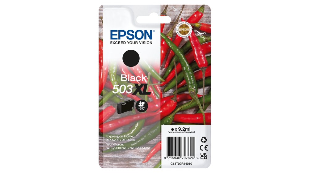 Tintenpatrone Epson 503XL / C13T09R14010 Schwarz XL, 550 Seiten