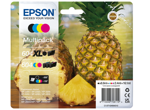 [C13T10H94010] Tintenpatrone Epson 604XL/604 / C13T10H94010 4 Farben XL, 500 Seiten