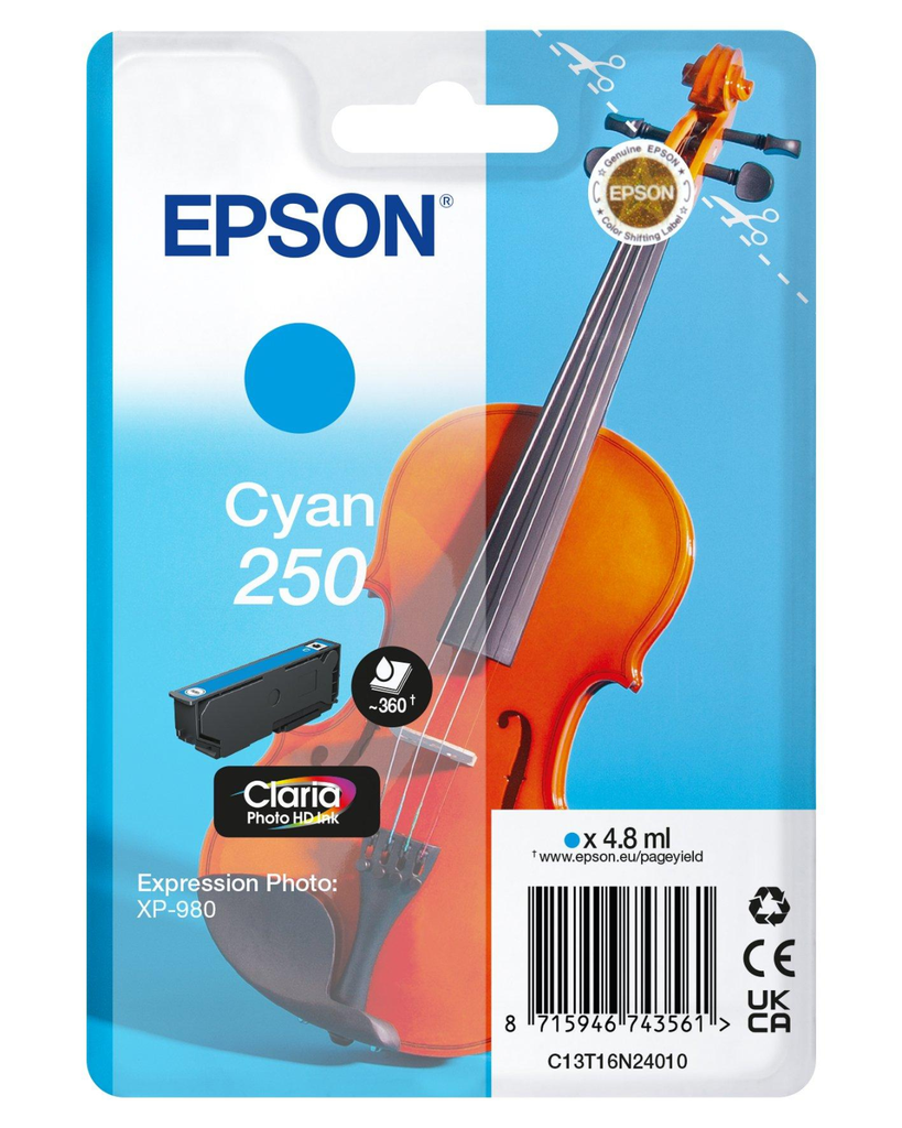 [C13T16N24010] Epson 250 / C13T16N24010 cyan ink cartridge, 48 ml