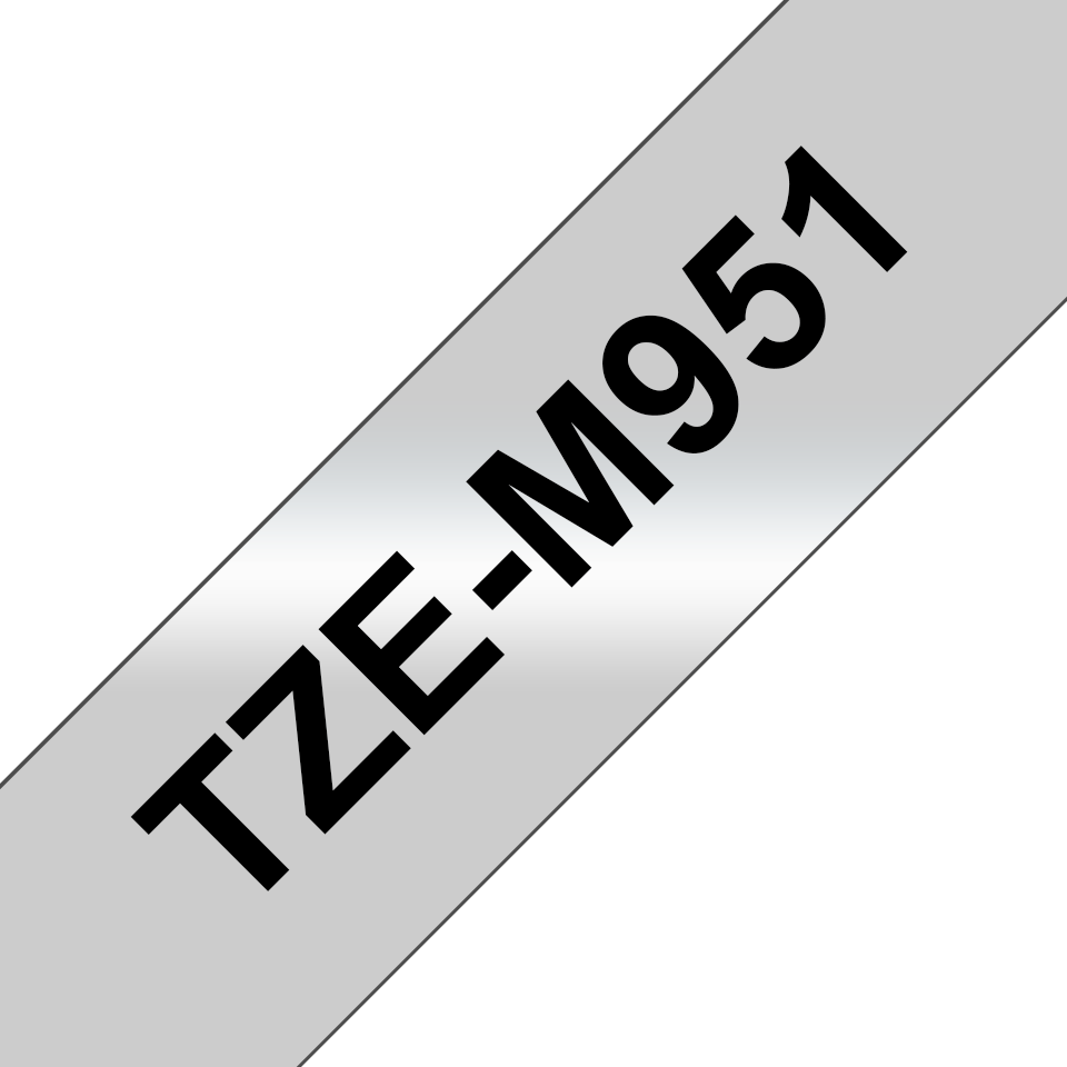 Ruban laminé mat Brother TZe-M951 / TZEM951, noir sur argent mat, 24 mm x 8 m