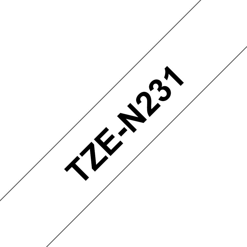 Brother TZe-N231 / TZEN231 non-laminated tape, black on white, 12 mm x 8 m