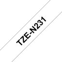 Ruban non laminé Brother TZe-N231 / TZEN231, noir sur blanc, 12 mm x 8 m