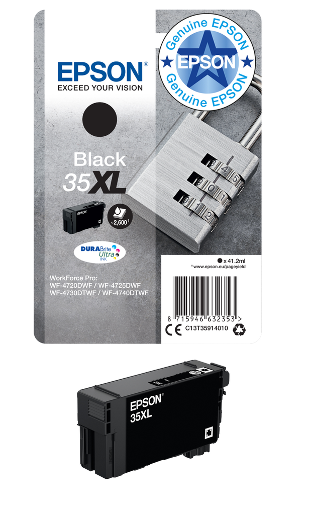 [C13T35914010] Tintenpatrone Epson 35XL / C13T35914010 Schwarz XL, 2.600 Seiten