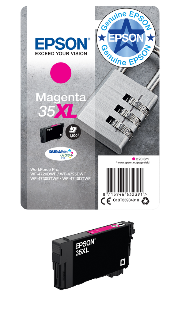 Tintenpatrone Epson 35XL / C13T35934010 Magenta XL, 1.900 Seiten