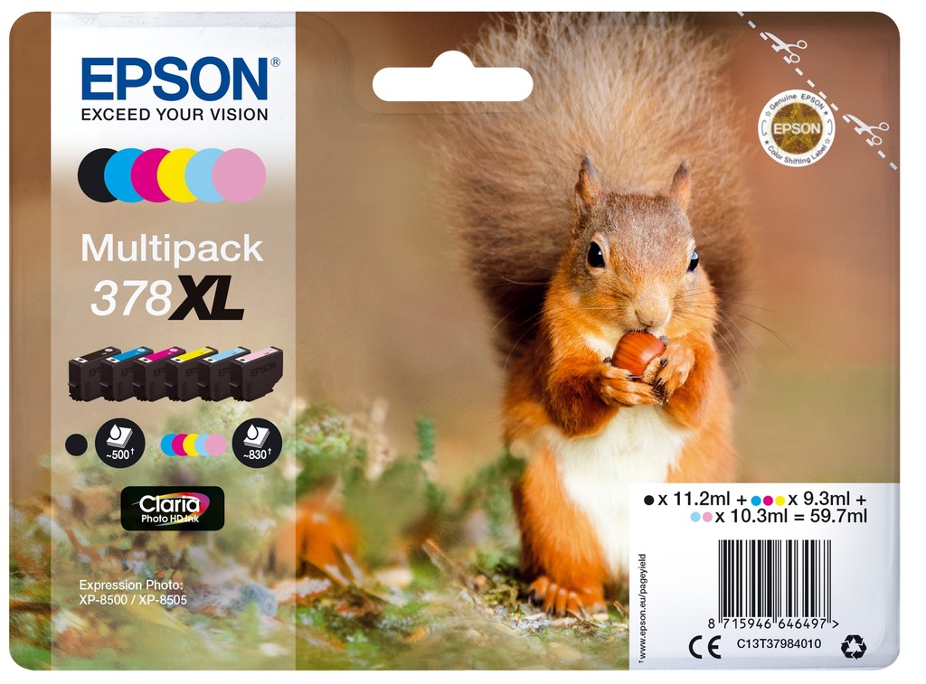 [C13T37984010] Tintenpatrone Epson 378XL / C13T37984010 4 Farben XL, 93 ml