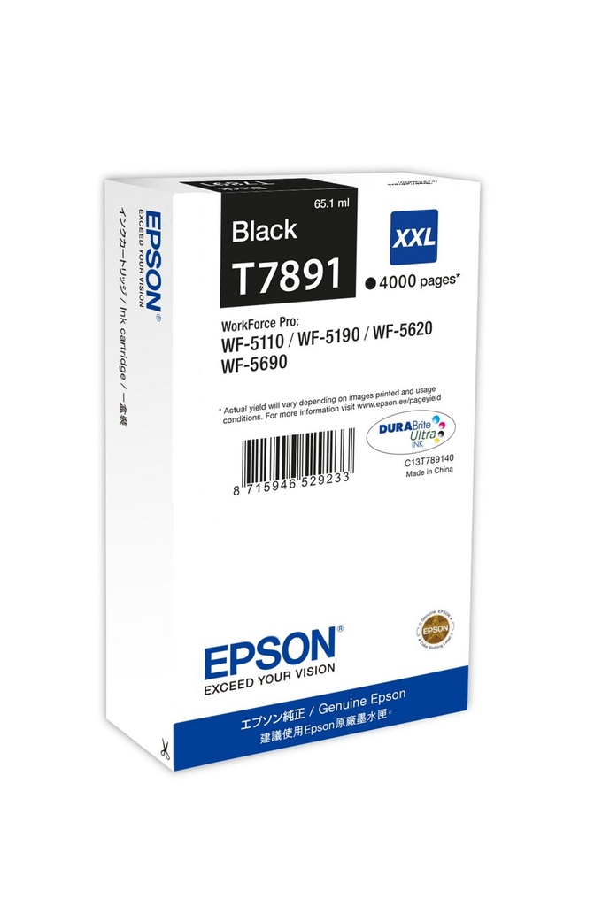 [C13T789140] Cartouche d'encre Epson T7891XXL / C13T789140 noire XXL, 4 000 pages
