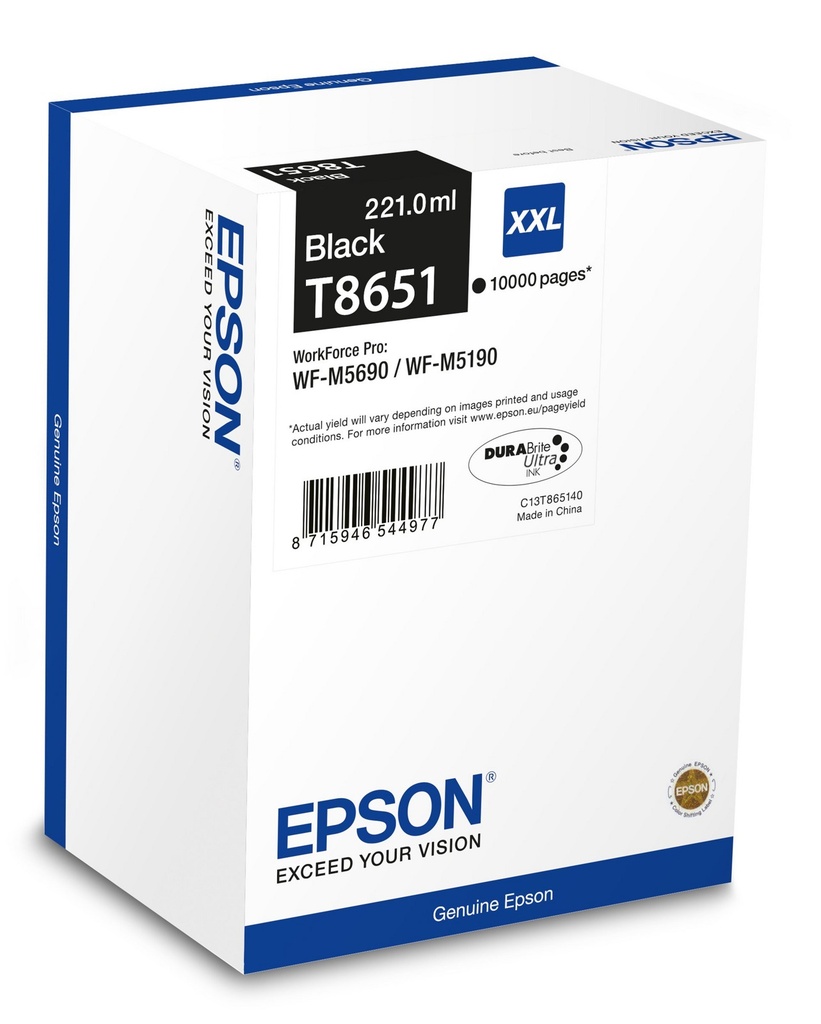 Tintenpatrone Epson T8651 / C13T865140 Schwarz, 10.000 Seiten