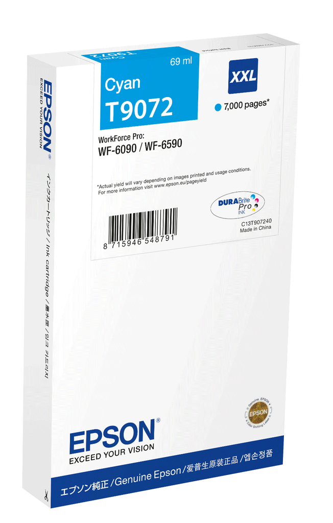 Epson T9072N / C13T90724N cyan XXL ink cartridge, 7,000 pages