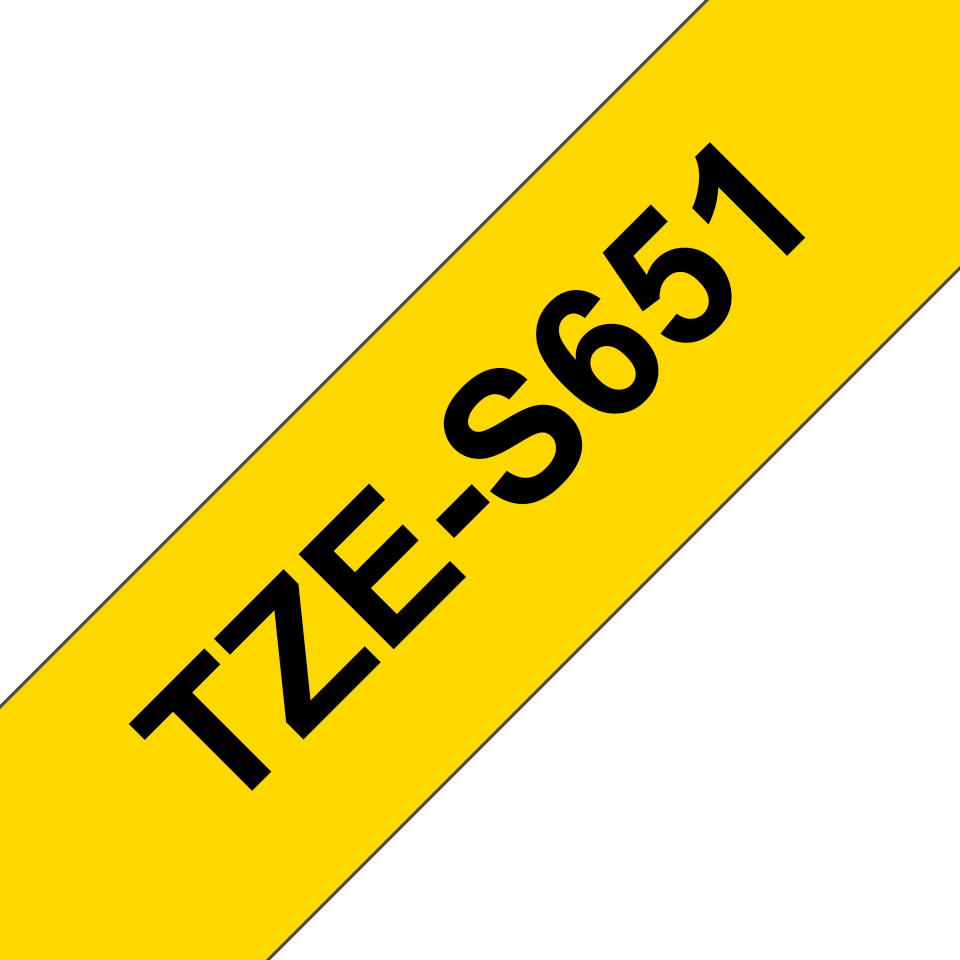 Brother TZe-S651 / TZES651 strong adhesive tape, black on yellow, 24 mm x 8 m