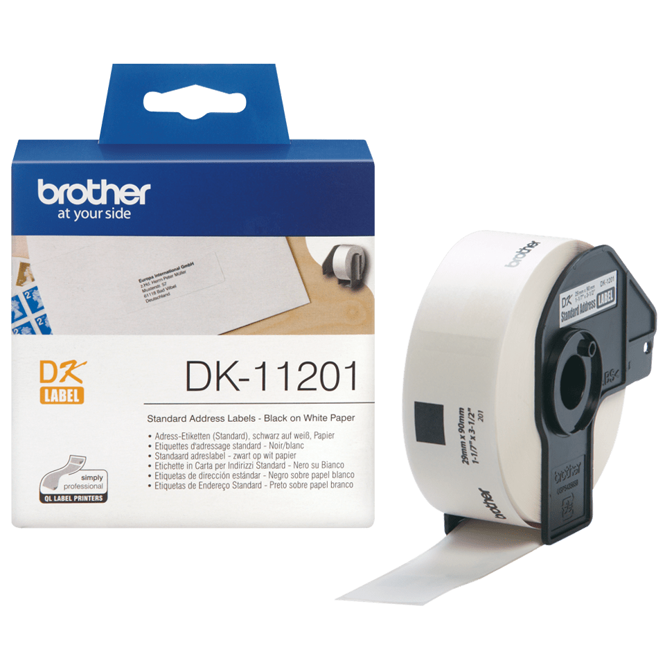 Étiquettes prédécoupées Brother DK-11201 / DK11201, noir sur blanc, 29 x 90 mm, 400 étiquettes