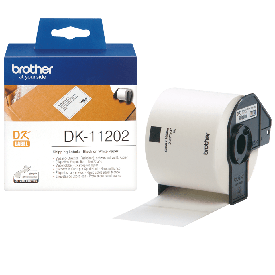 Brother Einzeletiketten DK-11202 / DK11202, schwarz auf weiß, 62 x 100 mm, 300 Etiketten