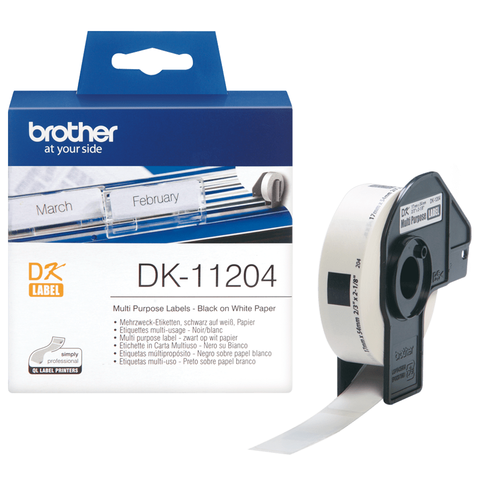 [DK11204] Brother DK-11204 / DK11204 die-cut labels, black on white, 17 x 54 mm, 400 labels