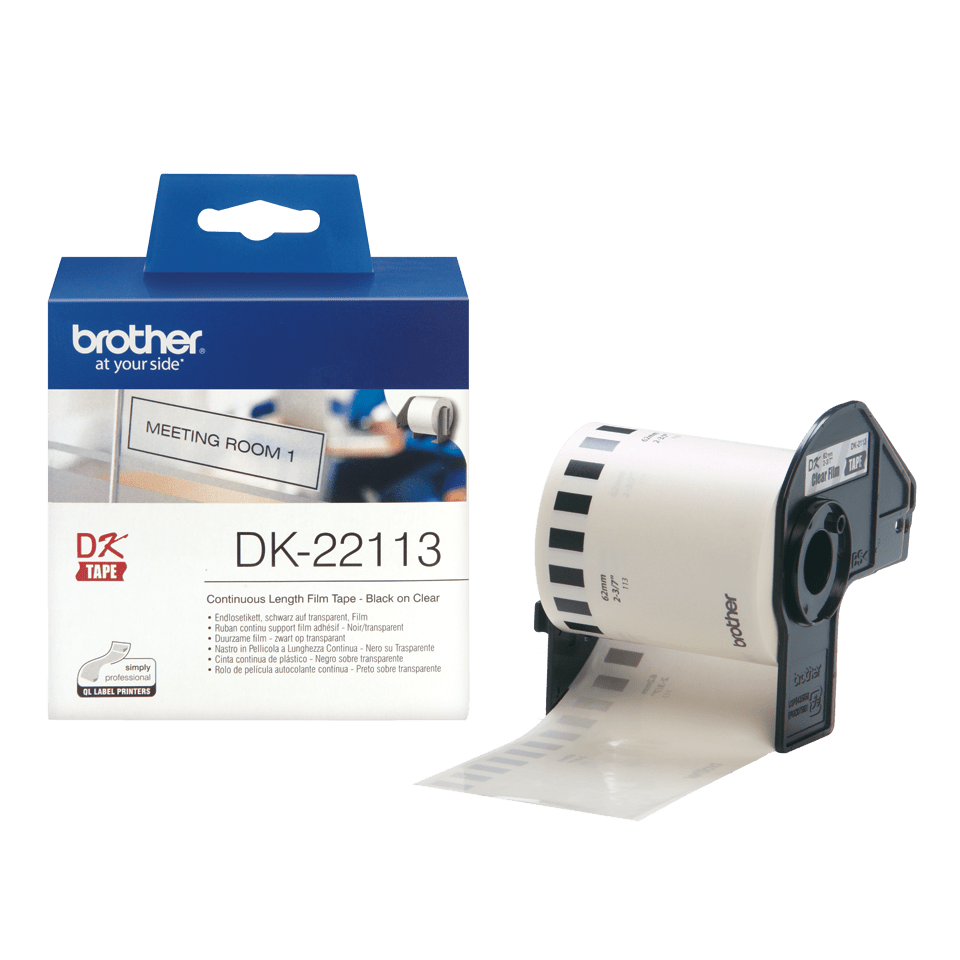 Brother Endlosfilmrolle DK-22113 / DK22113, schwarz auf transparent, 62 mm x 15,24 m