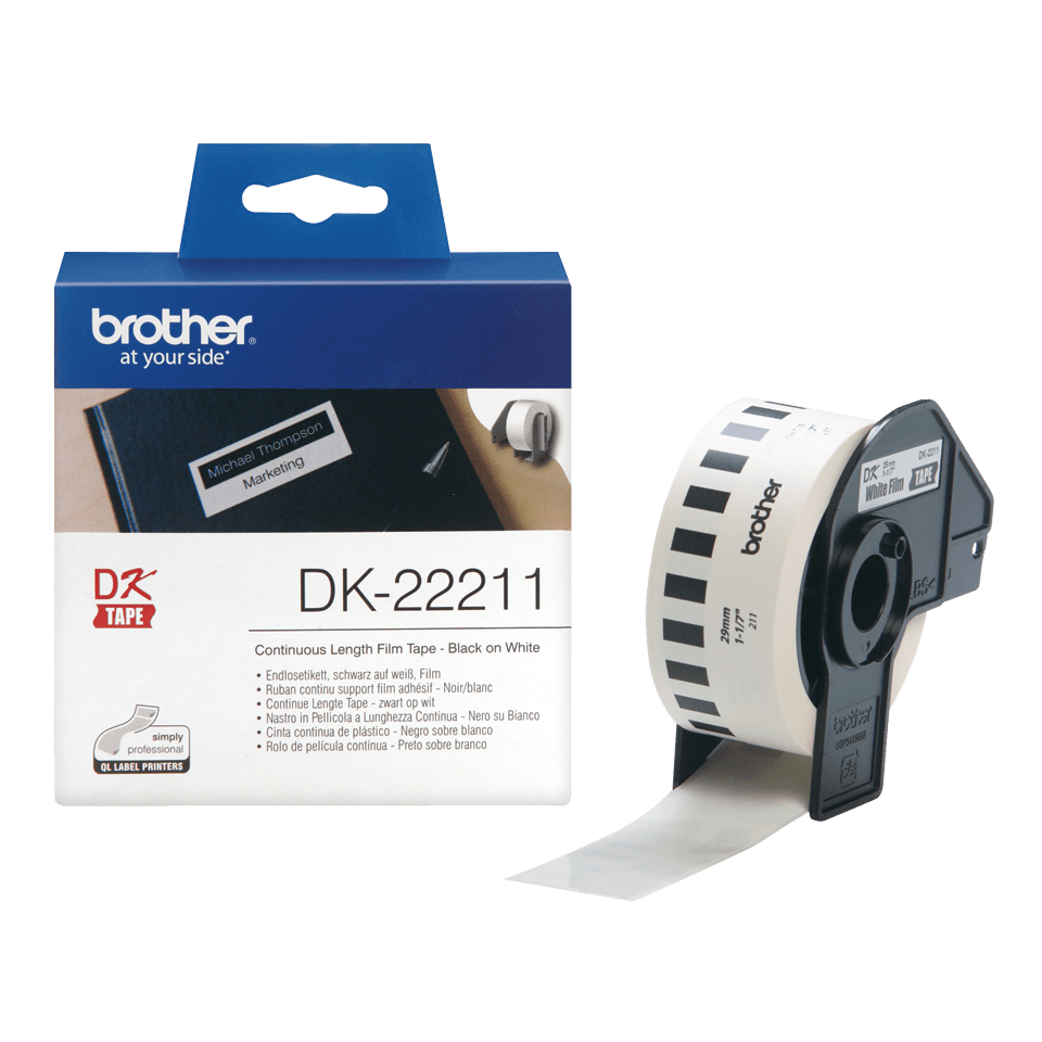 Brother Endlosfilmrolle DK-22211 / DK22211, schwarz auf weiß, 29 mm x 15,24 m