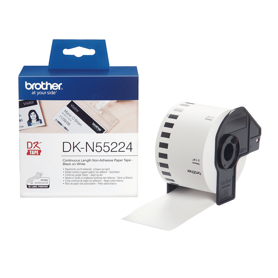 Brother Endlospapierrolle ohne Kleber DK-N55224 / DKN55224, schwarz auf weiß, 54 mm x 30,48 m