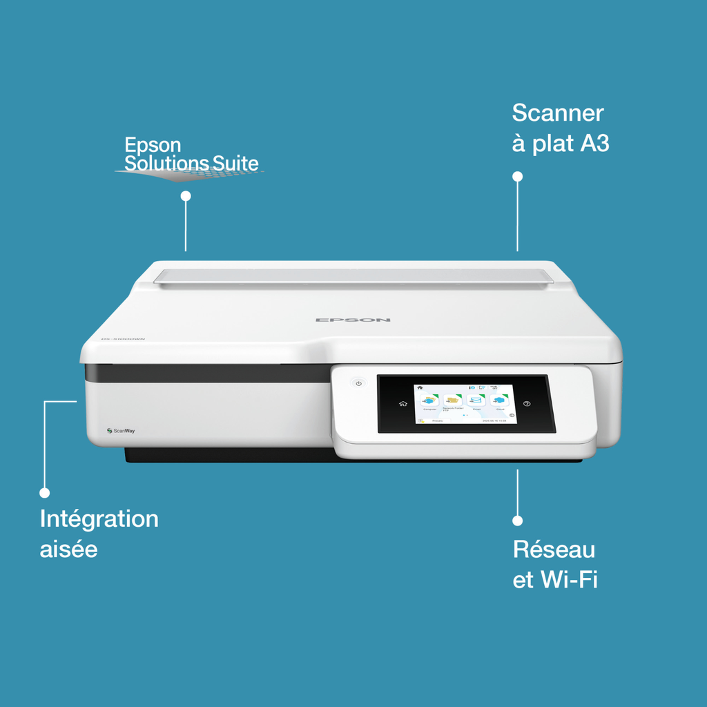 Scanner à plat Epson DS-51000WN, A3, réseau et Wi-Fi