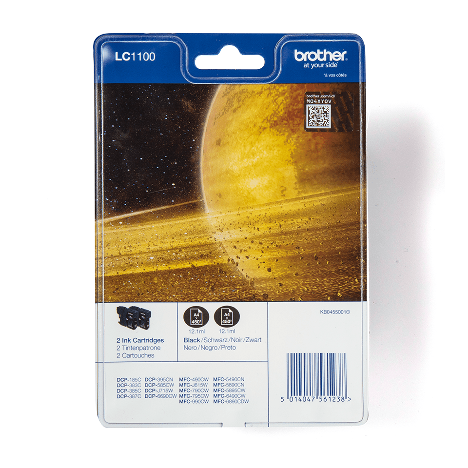 [LC1100BKBP2] Pack 2 cartouches d'encre Brother LC-1100BKBP2 / LC1100BKBP2 noires, 2 x 450 pages