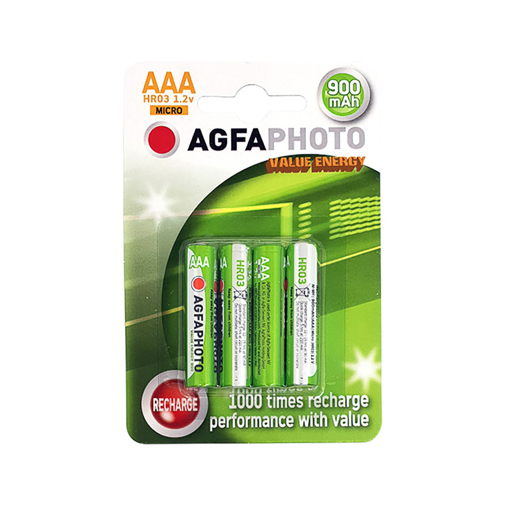[131802756] AgfaPhoto 131802756 NiMH rechargeable AAA batteries, 900 mAh, pack of 4