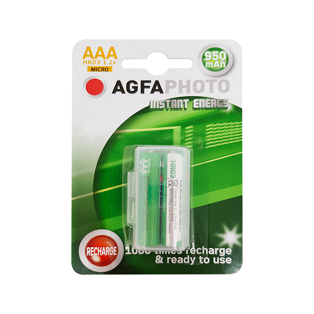 AgfaPhoto 132803944 NiMH rechargeable AAA batteries, 950 mAh, pack of 2