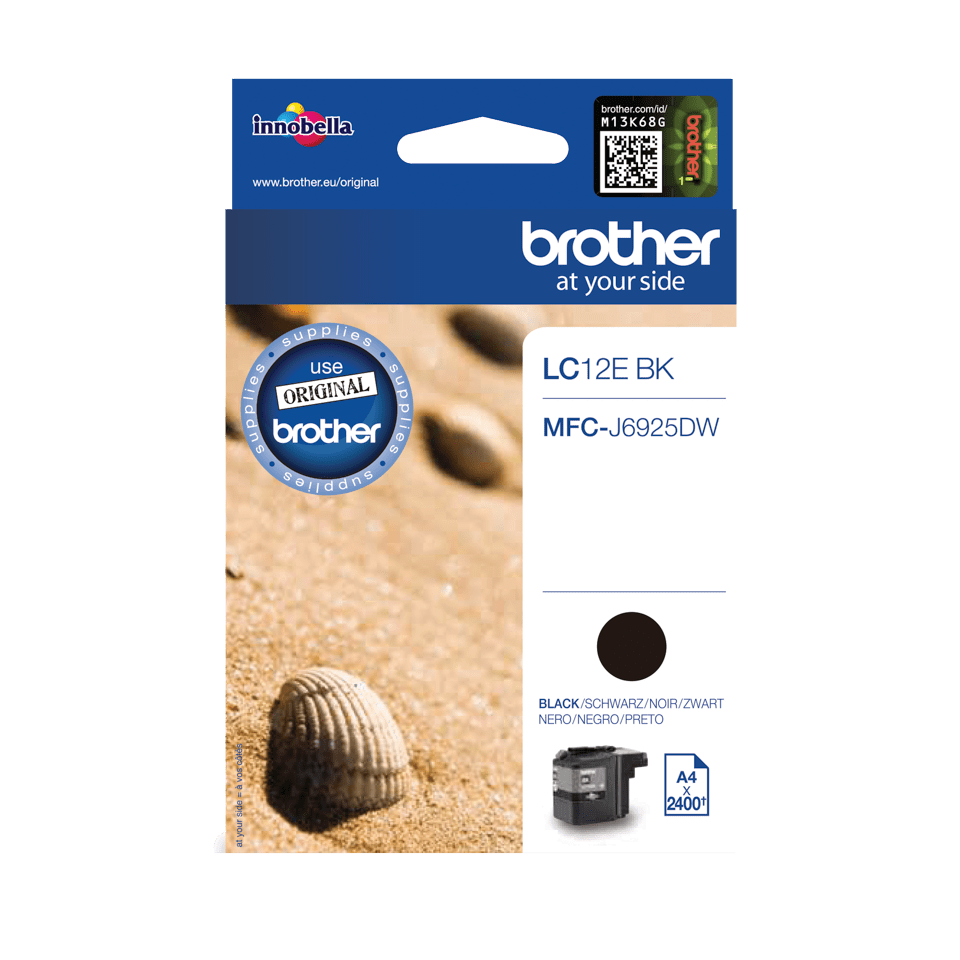 Brother Tintenpatrone LC-12EBK / LC12EBK Schwarz, 2.400 Seiten